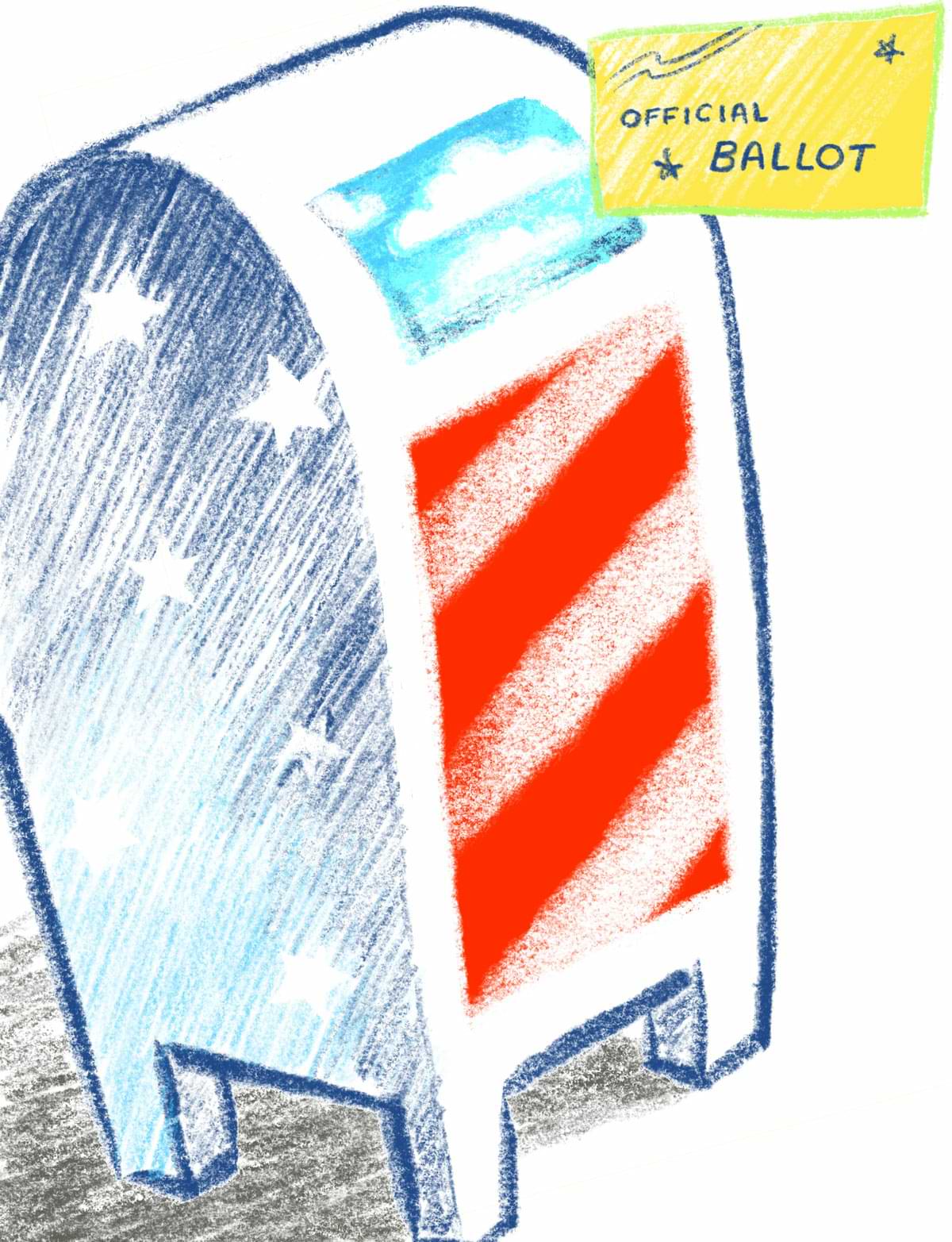 Illustration of voter ballot drop box
