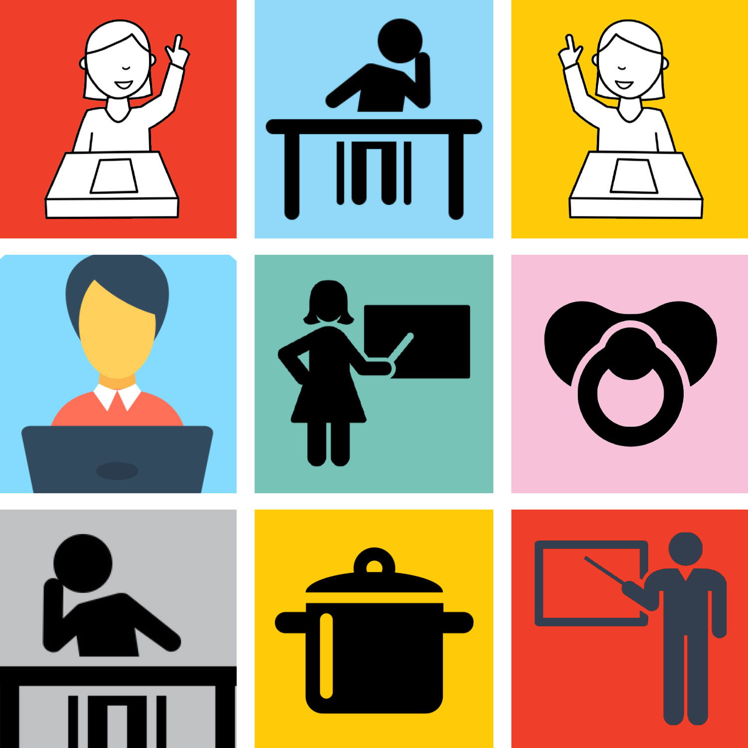 Illustrated icons of learning