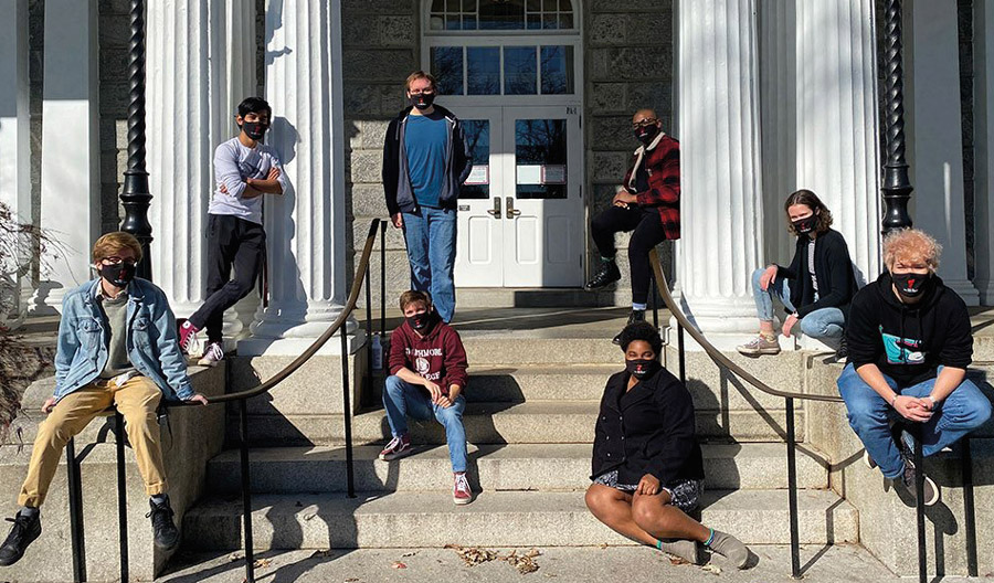 Students on steps