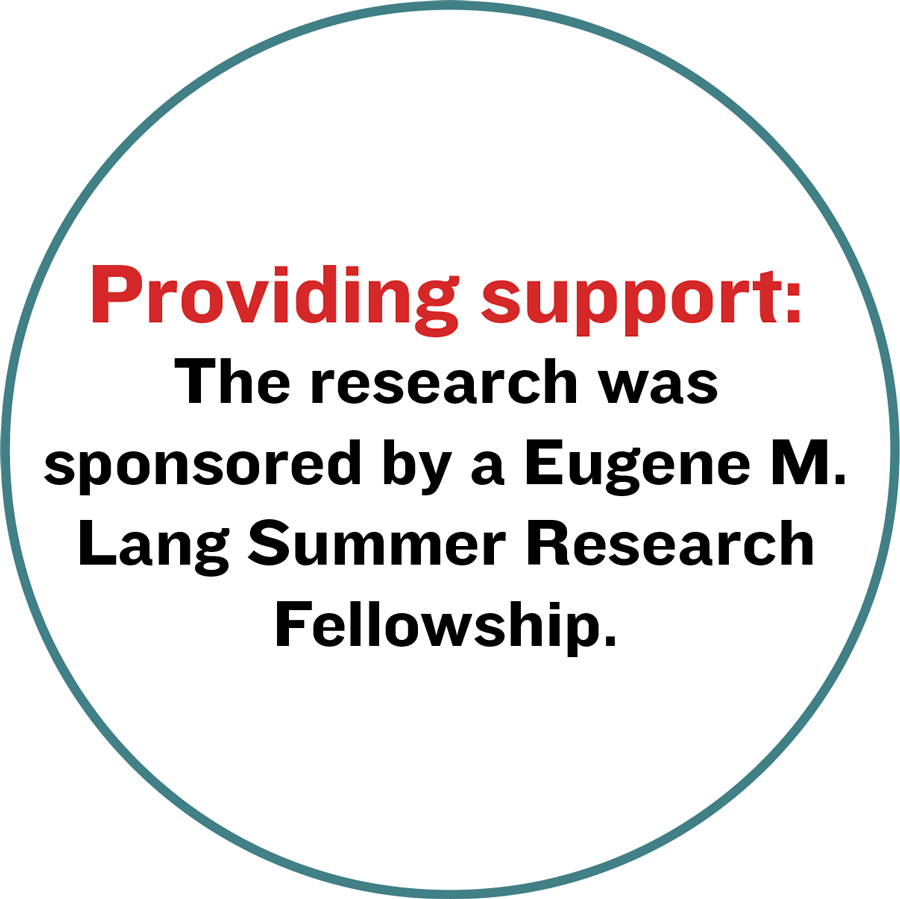 Providing support:  The research was sponsored by a Eugene M. Lang Summer Research Fellowship.