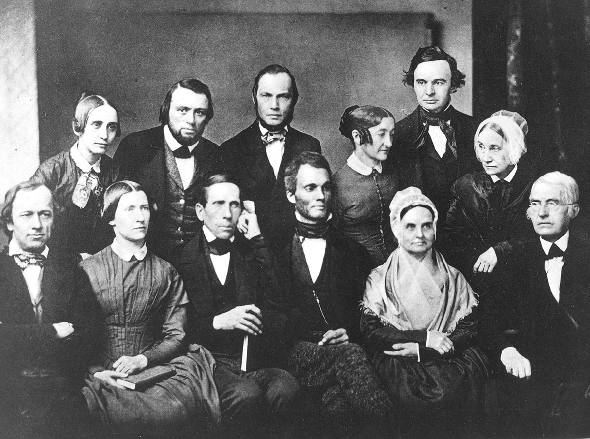 Lucretia Mott is one of few women featured in this black and white photo of the Pennsylvania Anti-Slavery Society's Executive Committee.