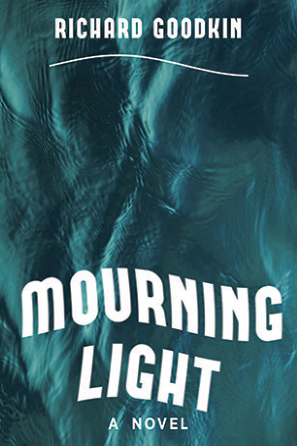 The cover of "Mourning Light" features an abstract blue image. The texture looks like a blanket or perhaps ripples in water.