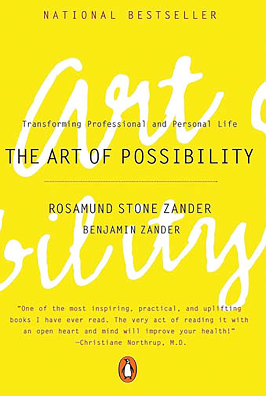 The cover of The Art of Possibility is bright yellow with black and white text.