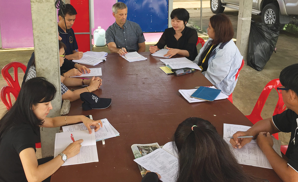 Daniel Mont workshops part of the National Disability Survey with teammates in Thailand.