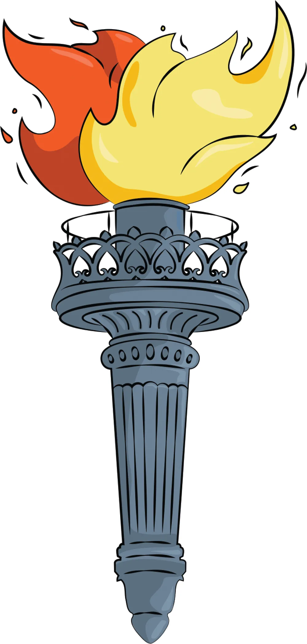 Illustration of a lit torch, in the style of the Statue of Liberty.