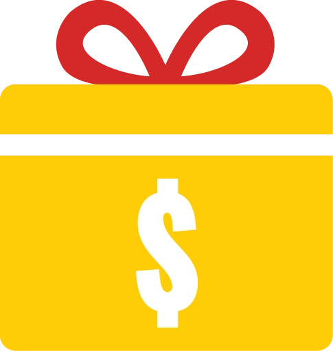 gift wrapped present with a dollar sign on it