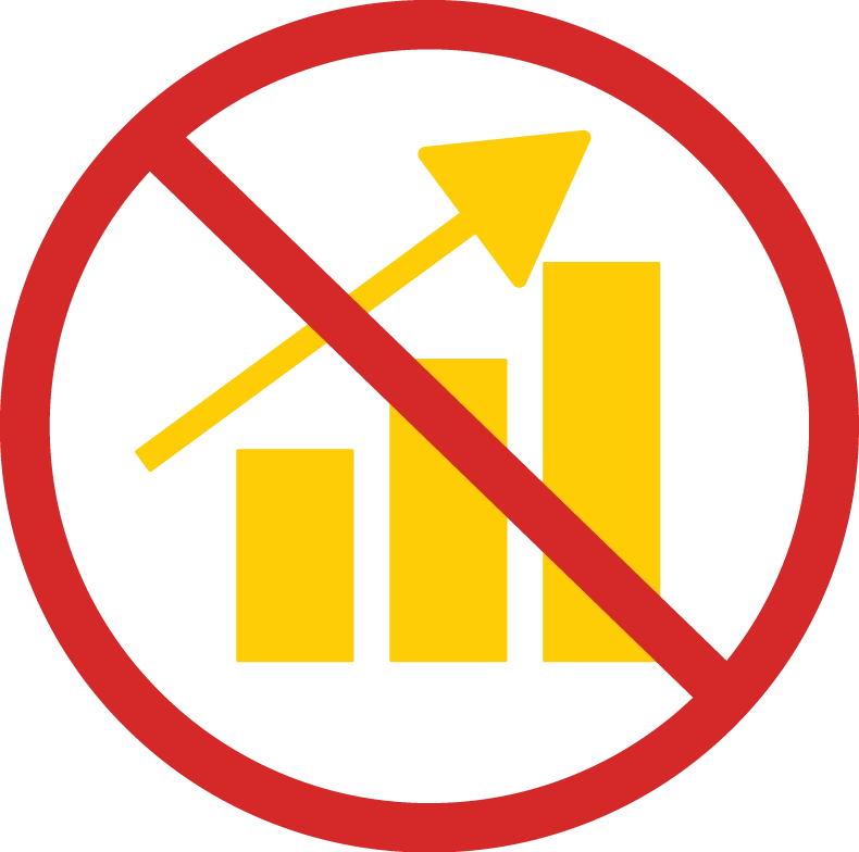 bar graph with a crossed out target