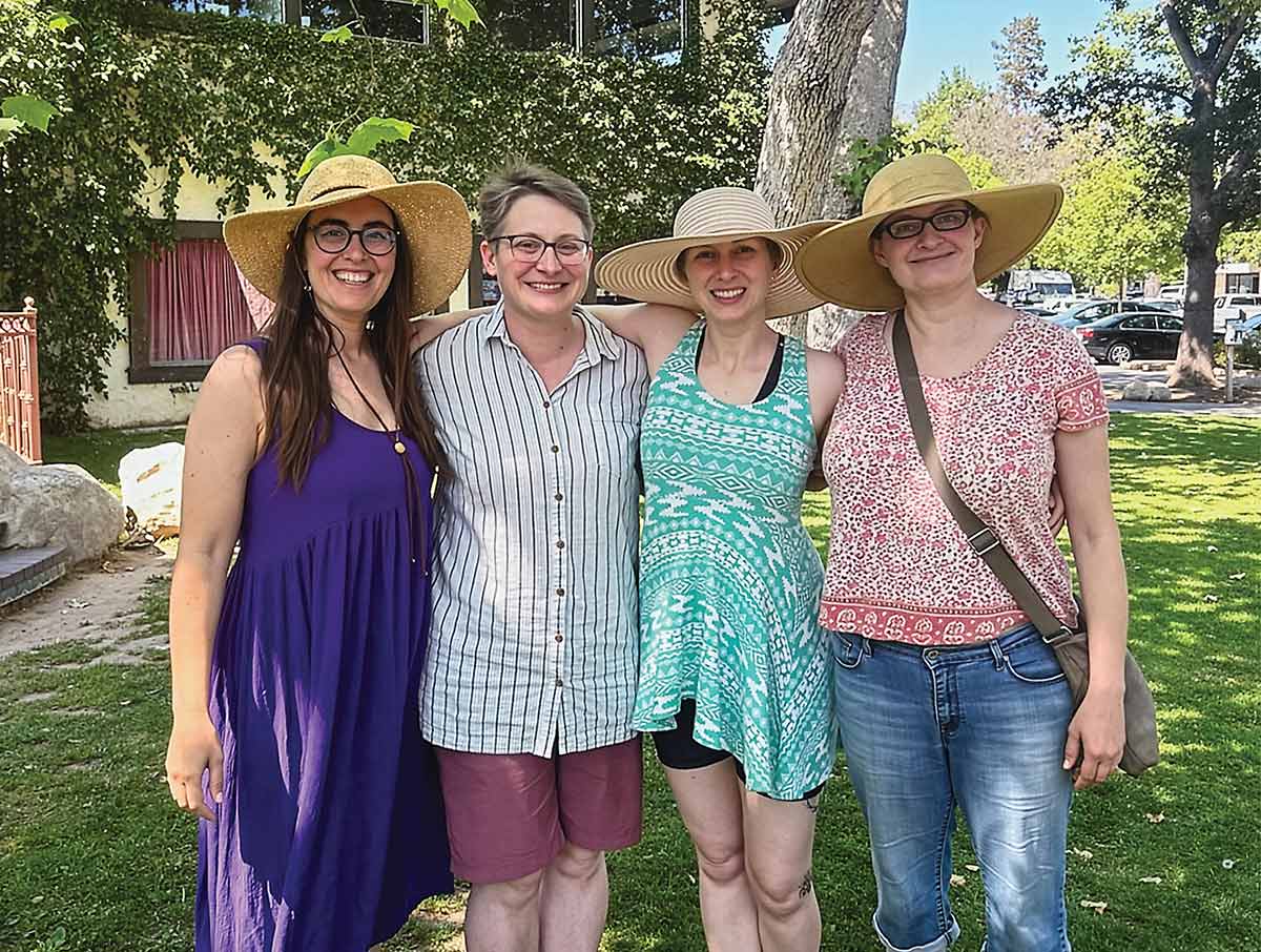 Left to right: Kate Goddard '06, Laila Muller '07, Julia Zummo '06, and Lisa Nelson '06 as alumnae in 2023
