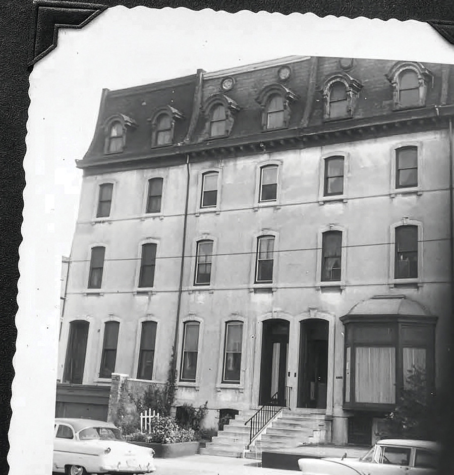 Black and white photo of the hostel that was once at 3228 Chestnut Street in Philadelphia.